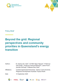 Beyond the grid: Regional perspectives and community priorities in Queensland's energy transition